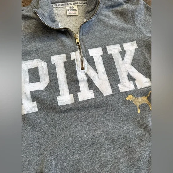Victoria's Secret PINK Gray 1/4 Zip Sweatshirt, women’s size XS - Picture 3 of 6